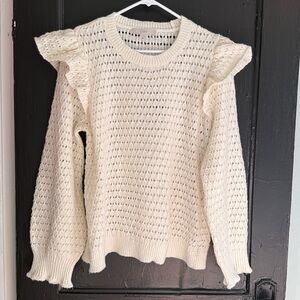 LOFT Women's flutter sleeve cream color Sweater XL